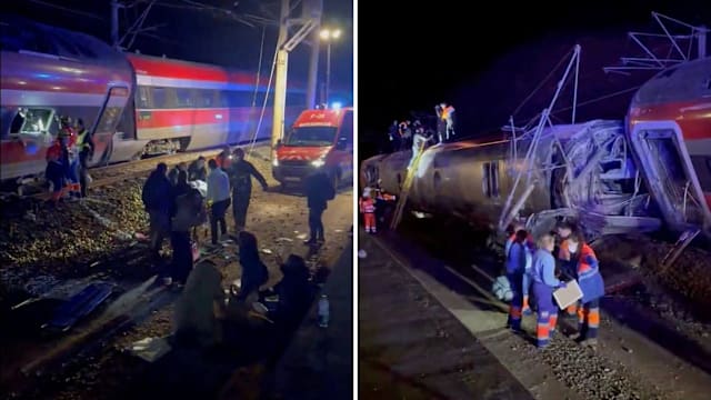 西班牙两列高速列车出轨 据报有7死100伤