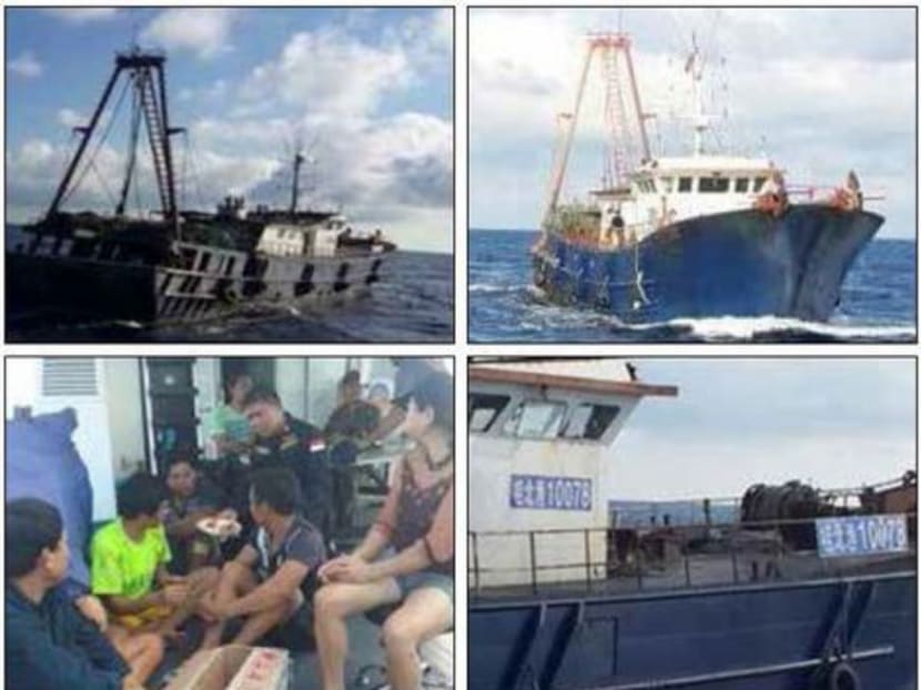 Indonesia seized a Chinese fishing boat and arrested her eight crew (bottom left) for fishing within Indonesia's exclusive economic zone on March 19. China claims most of the South China Sea, which has led to disputes with a number of South-east Asian countries. Photos: Indonesian Ministry of Fishery and Marine Affairs Indonesia seized a Chinese fishing boat and arrested her eight crew (bottom left) for fishing within Indonesia's exclusive economic zone on March 19. China claims most of the South China Sea, which has led to disputes with a number of South-east Asian countries. Photos: Indonesian Ministry of Fishery and Marine Affairs
