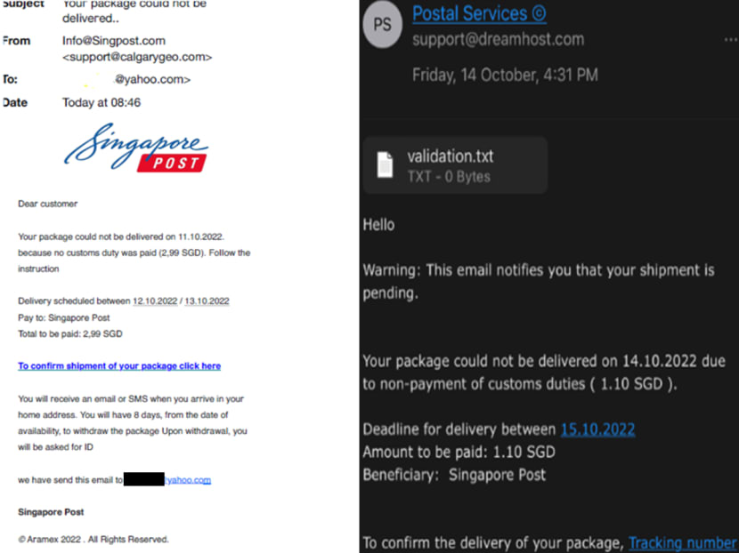 In a phishing scam, people would receive text messages or emails about their parcel deliveries, with online links that lead them to fraudulent websites.