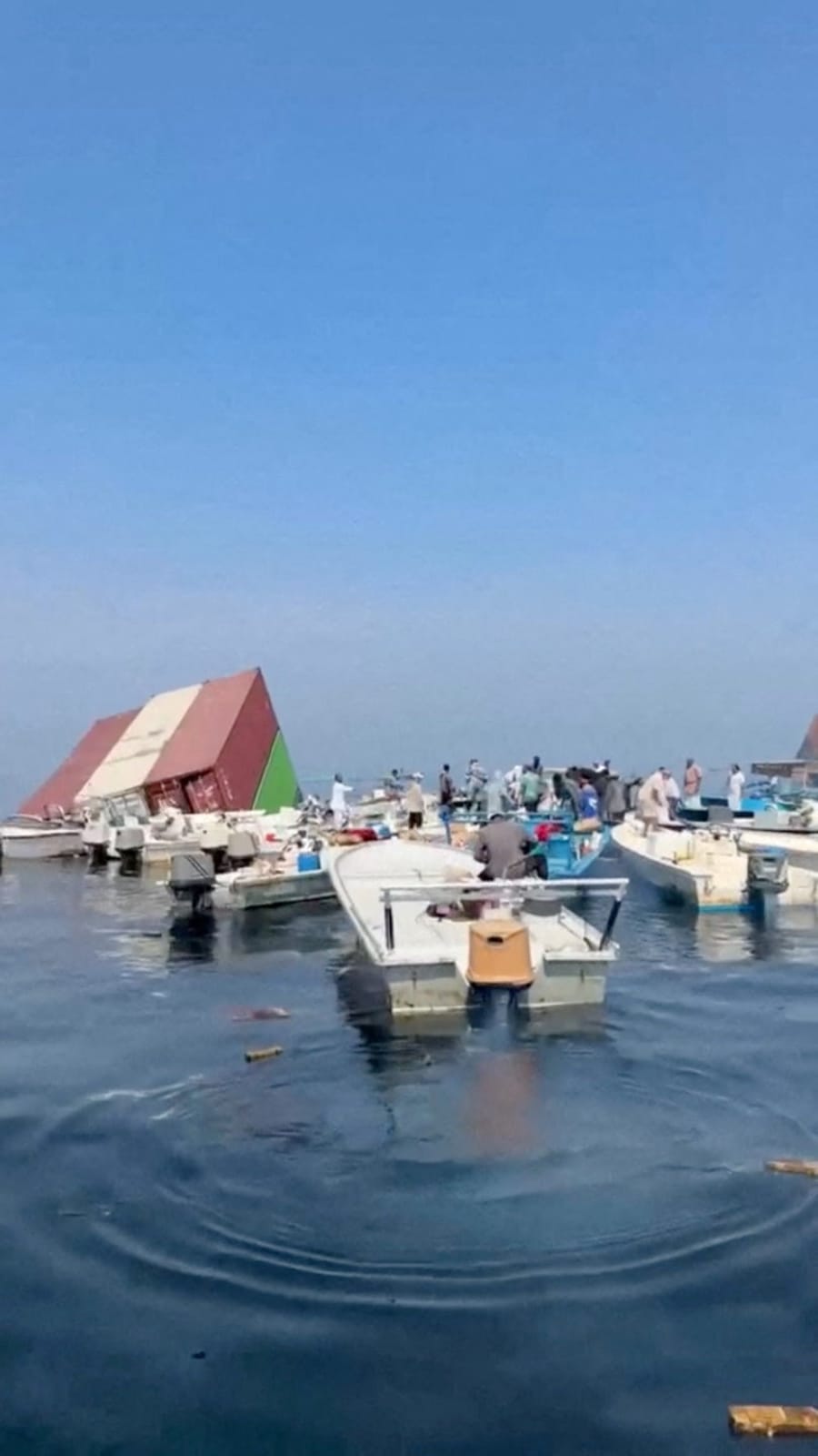 Containers float at sea after strikes sink Singapore-flagged vessel near Strait of Hormuz