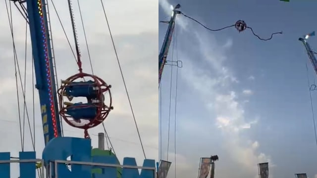 西班牙游乐设施缆索突然断裂 导致四人受伤