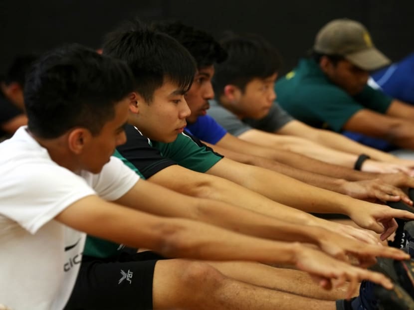 Students going through circuit training exercises on Monday (Jan 29) as part of Republic Polytechnic's Fitness 101 programme, a fitness workshop developed by the school to prepare NS pre-enlistees. Photo: Nuria Ling/TODAY