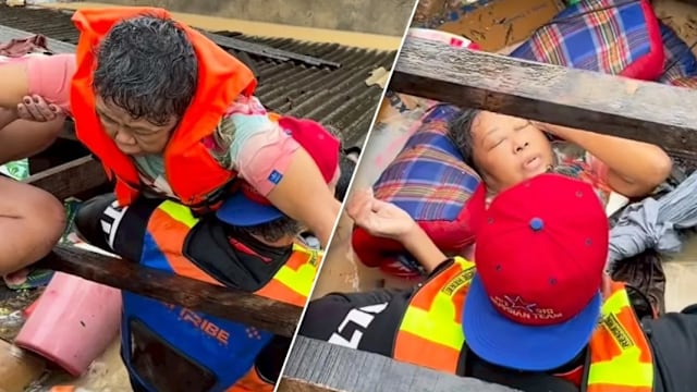 泰国卧床妇女泡水中两天 幸获救援队救出