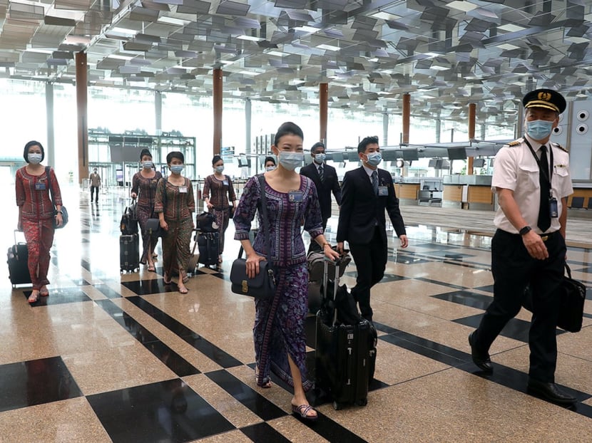 The first set of crew members fully vaccinated against Covid-19 operated a Singapore Airlines flight to Jakarta, Indonesia on Feb 11, 2021.