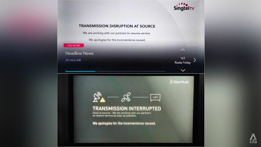 Russian news channel RT unavailable on StarHub, Singtel due to transmission disruption 'at source' Russian news channel RT unavailable on StarHub, Singtel due to transmission disruption 'at source'