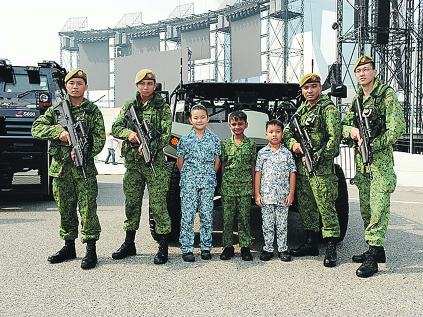 The students will dress in the attire of the various uniformed services as part of the D3 performance. Photo: MINDEF