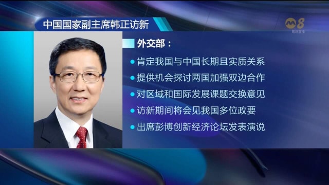 中国国家副主席韩正到我国进行两天访问