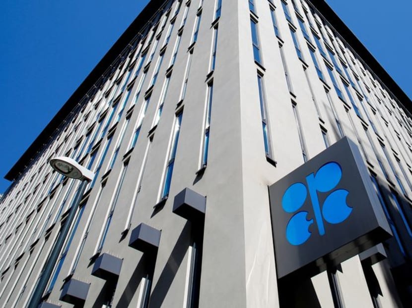FILE PHOTO: The logo of the Organization of the Petroleoum Exporting Countries (OPEC) is seen outside of OPEC's headquarters in Vienna, Austria April 9, 2020.  REUTERS/Leonhard Foeger/File Photo