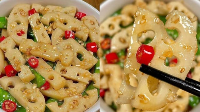 食谱：莲藕拌荷兰豆