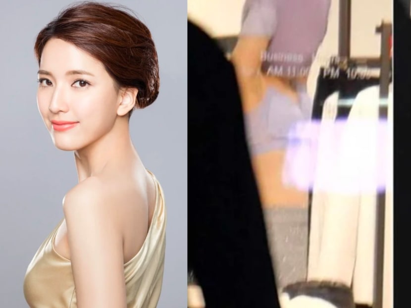 Taiwanese celeb Andrea Chen, 36, strips down to her bra to try on clothes in the middle of a department store