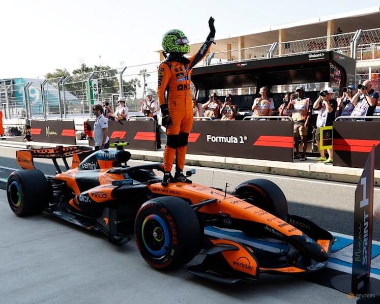 McLaren's Norris beats Antonelli for Miami sprint pole