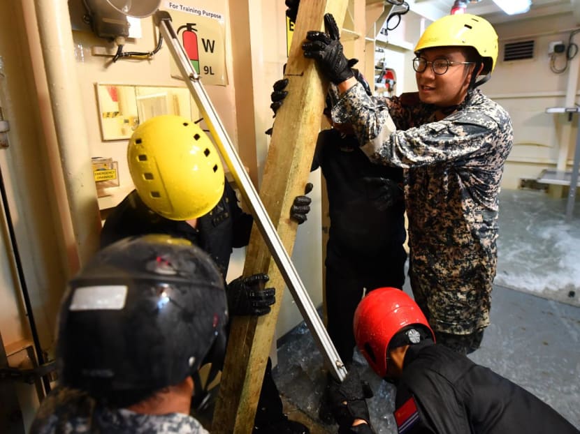 Personnel from the Republic of Singapore Navy and People’s Liberation Army (Navy) conducted joint training at the Damage Control Training Centre in Changi Naval Base.