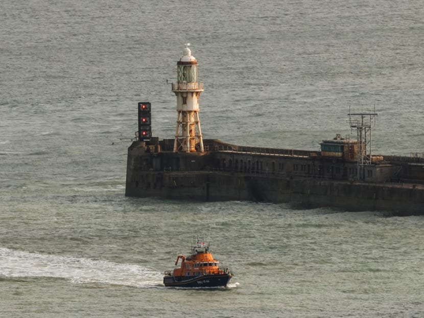 A United Kingdom Royal National Lifeboat Institution (RNLI) lifeboat arrives at the Marina in Dover, southeast England, on Dec 14, 2022.
A United Kingdom Royal National Lifeboat Institution (RNLI) lifeboat arrives at the Marina in Dover, southeast England, on Dec 14, 2022.