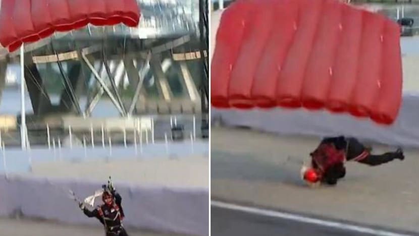 Red Lion parachutist stretchered off during National Day Parade after incident at landing