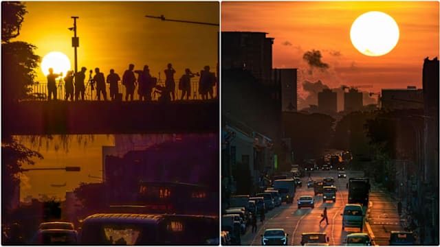 日出对齐芽笼路街景 摄影爱好者连日清晨聚集拍摄