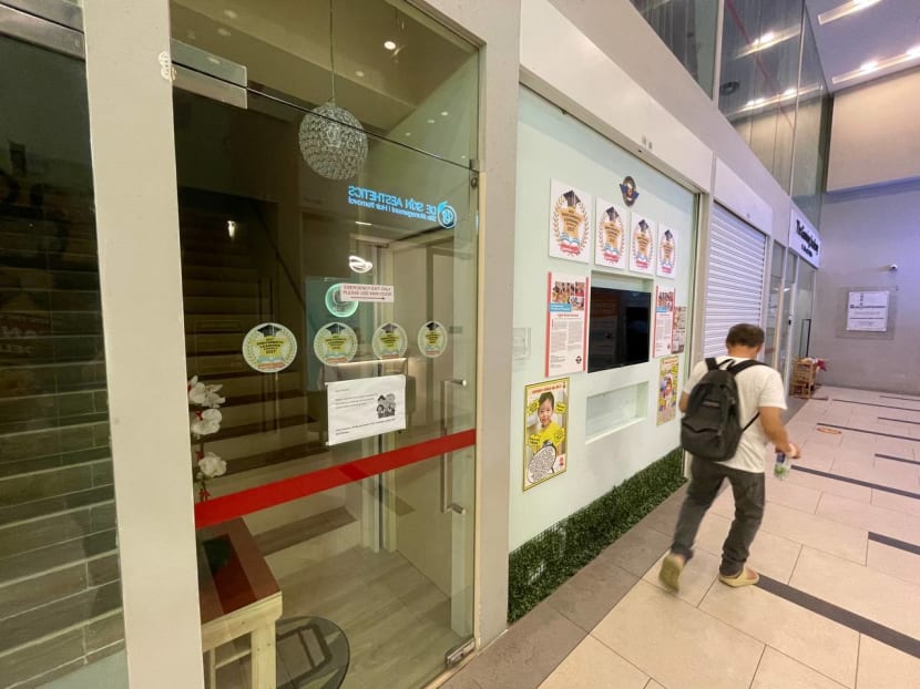 The Hougang branch of the abruptly closed child enrichment chain Genius League, photographed on  on May 9, 2023. Parents were left with financial losses for prepaid lessons that were not delivered.