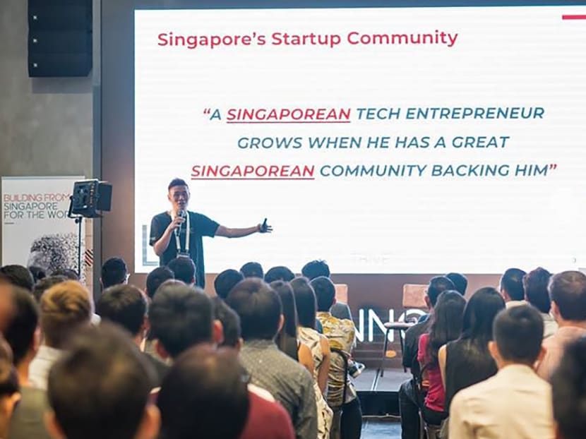The author, seen here speaking at a startup community event in August 2018, cites numerous examples of startup founders who find it hard to cope with the shame of failure. The author, seen here speaking at a startup community event in August 2018, cites numerous examples of startup founders who find it hard to cope with the shame of failure.