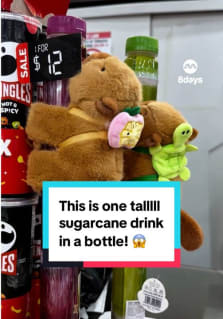 Something we never thought we’d need: this viral sugarcane juice in a bottle with a spinning tail capybara plushie hugging it! Super cuteee 🥹 #8dayseat #8dayseattrending #7eleven #viral #sgtiktok #foryou 