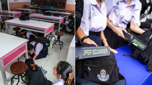 泰国学校加强安检 金属探测器查书包防袭击