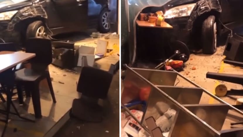 43-year-old man arrested for suspected drink-driving after car crashed into Geylang shop, 1 person taken to hospital