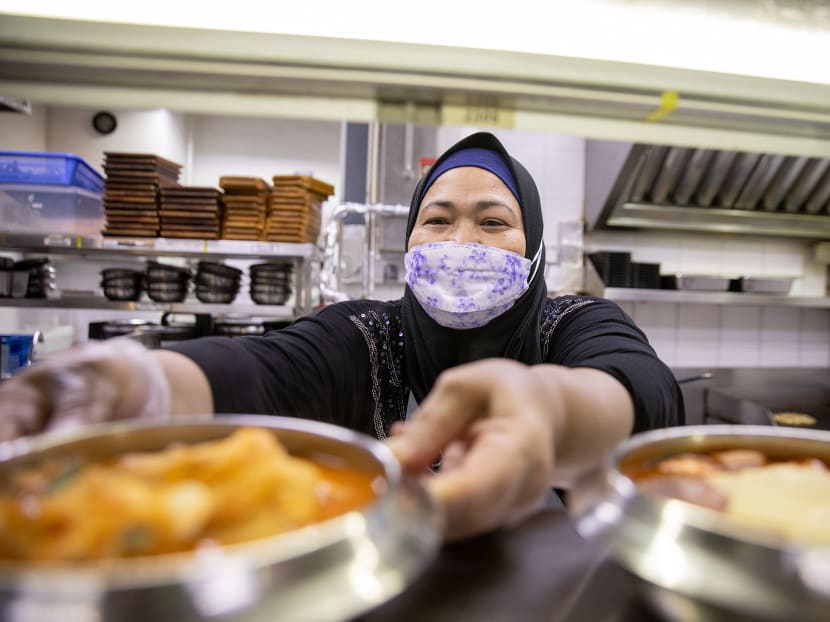 Madam Habsah Ahmat (pictured) works as a kitchen supervisor at Seoul Garden restaurant. Madam Habsah Ahmat (pictured) works as a kitchen supervisor at Seoul Garden restaurant.