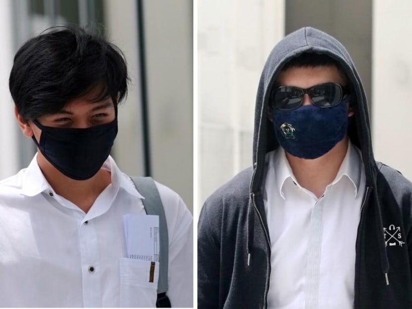 Quek Xuan Zhi (left) and Nigel Pang Yew Ming (right) photographed on April 9, 2020, when they were charged with causing public nuisance.