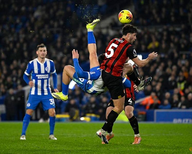 Kostoulas overhead kick saves Brighton against Bournemouth