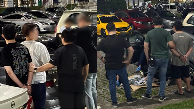 警方在宏茂桥停车场逮五人 目击者：被捕者豪车代步 