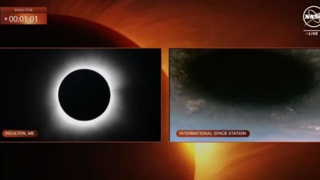 从外太空看全日食 地球惊现一个“黑洞”   