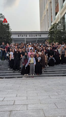 Supporters of 6 women charged with public order offences gather outside  State Courts