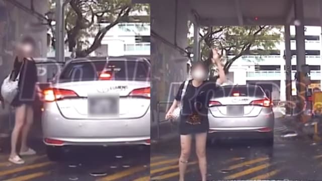 女子疑不满后方司机按喇叭 下车怒比中指