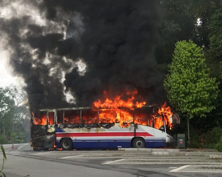 Bus catches fire at Botanic Gardens car park, no injuries reported