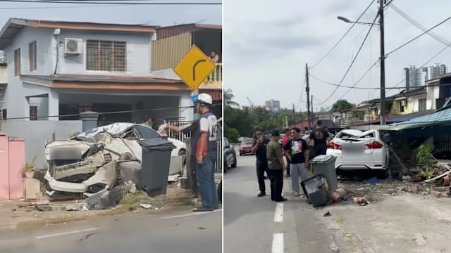 马国车辆疑闪避狗只失控 连撞三车导致一人受伤