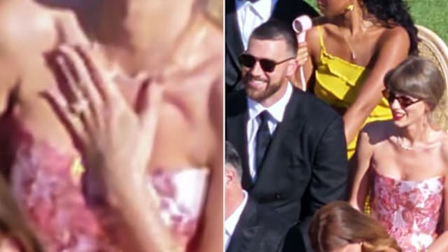 Taylor Swift婚后首现身友人婚礼　左手无名指巨型钻戒曝光