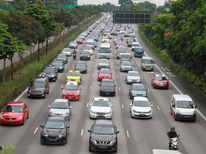 Slow moving traffic is seen during a rush hour jam along the CTE.