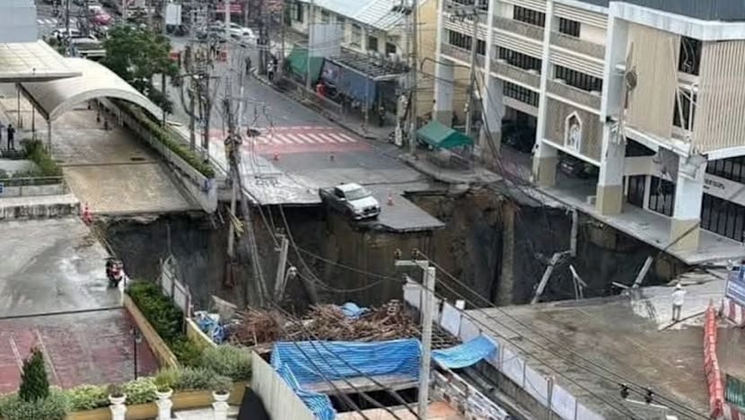 Tanah jerlus besar terbentuk di luar hospital Bangkok