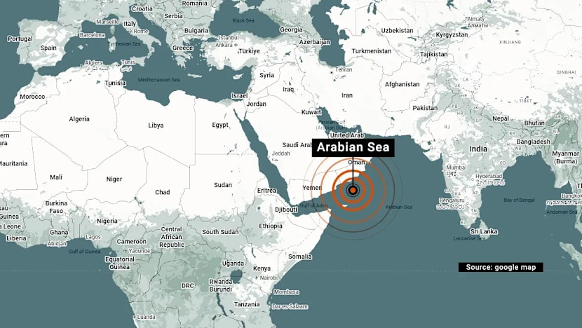 Gempa bumi 5.4 pada skala Richter gegar Laut Arab dekat selatan Oman