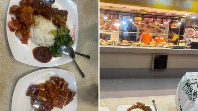 乌节路某食阁杂菜饭 三肉一菜21元 游客喊贵