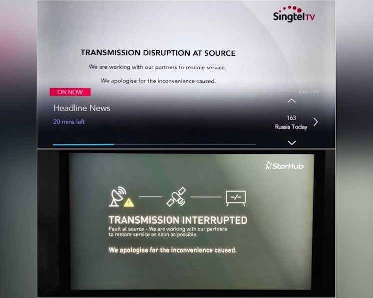 Russian news channel RT unavailable on StarHub, Singtel due to transmission disruption 'at source'