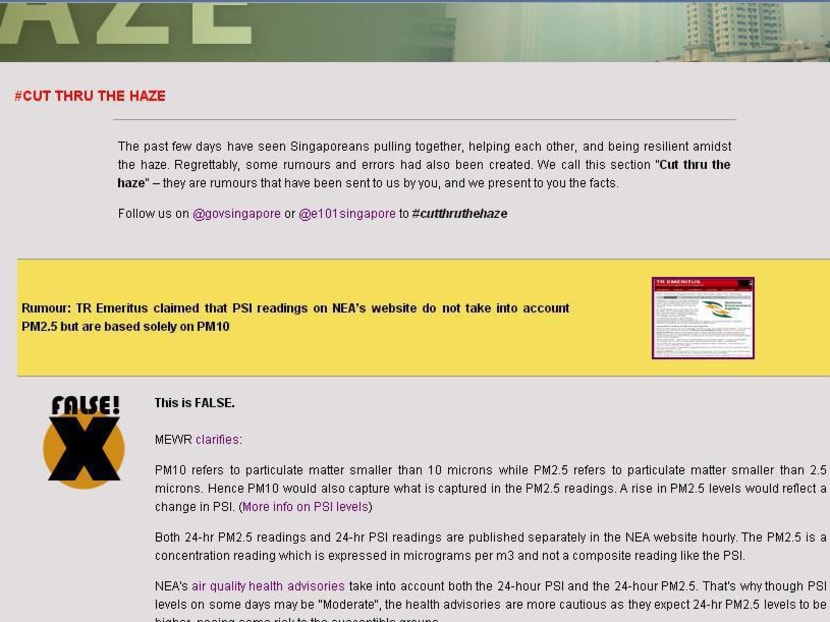 Screenshot of http://www.e101.gov.sg/haze/cutthruehaze.htm