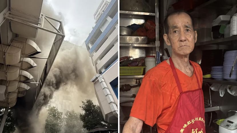 80-year-old hawker 'stunned' by fire at Hong Lim food centre, pulled to safety by fellow hawker