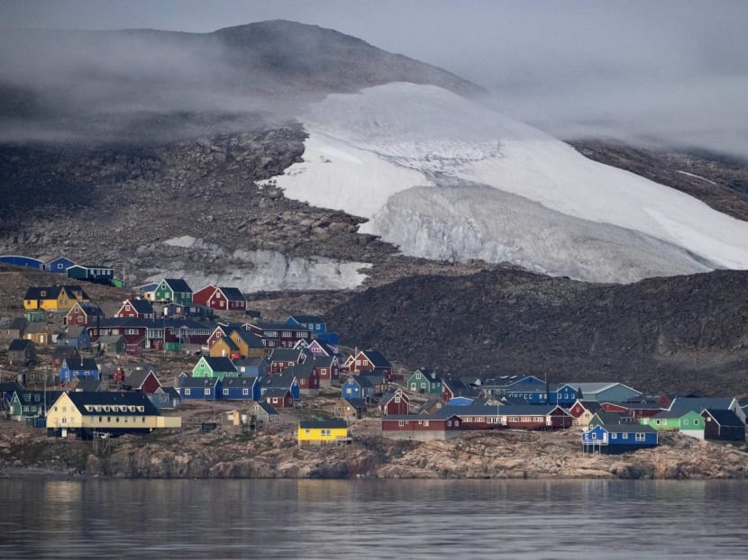 This picture shows the village of Ittoqqortoormiit in Scoresby Fjord, on Aug15, 2023. 