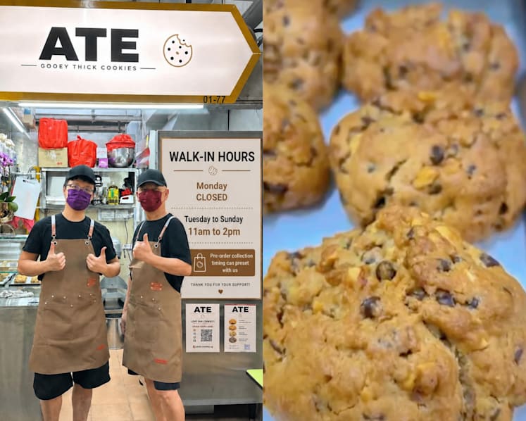 Banker-turned-hawker sells S$7 NYC Levain-style cookies at Golden Mile Food Centre