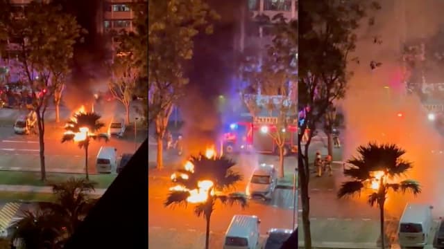 轿车组屋停车场上起火 所幸无人伤亡