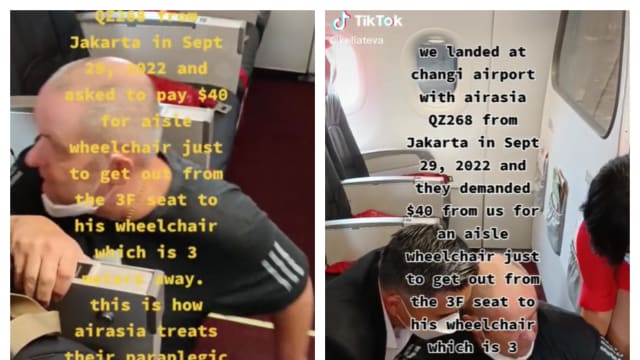残障人士在机舱内爬行移动 亚航致歉