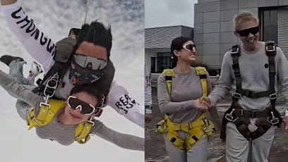 Hong Ling Overcame Her Fear Of Heights To Go Skydiving With Husband Nick Teo In Chongqing 