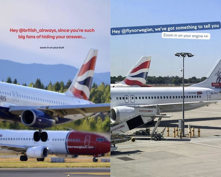 Norwegian Air and British Airways delight football fans with playful World Cup bet on Instagram