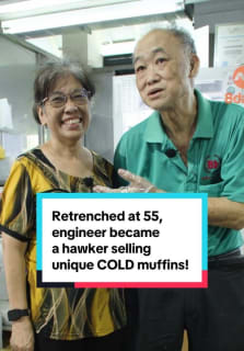 Retrenched at 55, former engineer Christopher became a hawker selling his own unique creation — cold muffins that taste just as good chilled! 😋 #8dayshawker #8dayseat #muffin #hawker