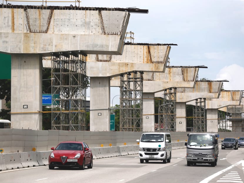 File photo of the section of crossheads of the uncompleted TPE-PIE viaduct on May 30, 2018.