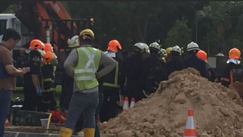 Worker rescued after falling into worksite pit in Yishun